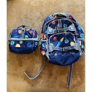 Pottery Barn Navy Solar System Large Backpack With Lunchbox